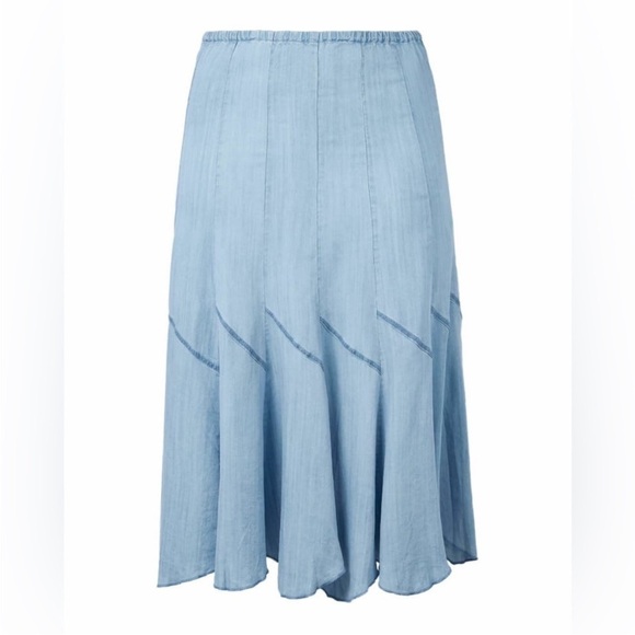 Joan Vass Brenna Angled Seamed Midi Denim Pull on Skirt Size 2X - Picture 2 of 7